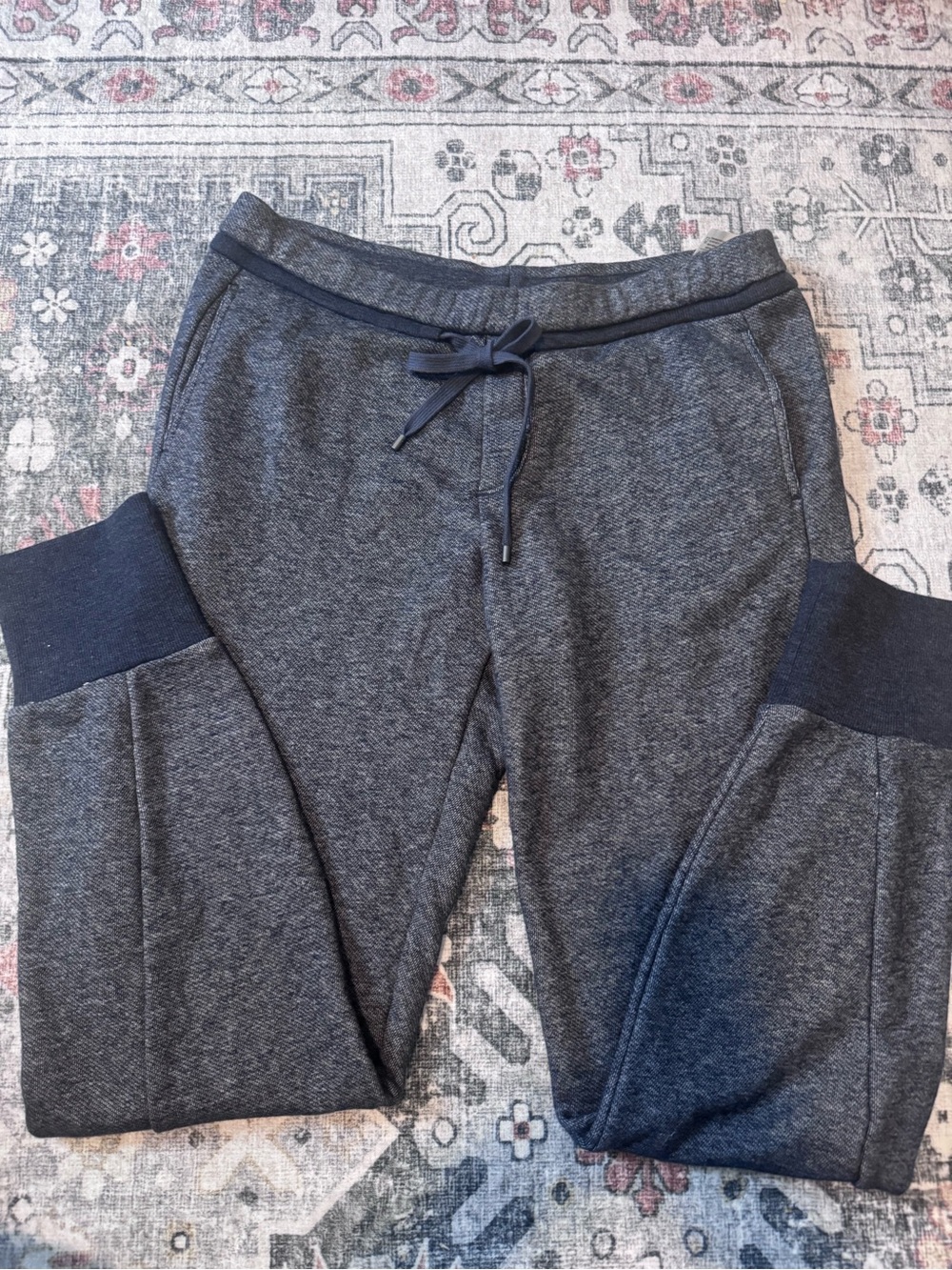 NWOT Vince Women’s Rib Cuff Jogger Sweatpants Heather Indigo Blue 100% Cotton M - Picture 3 of 11